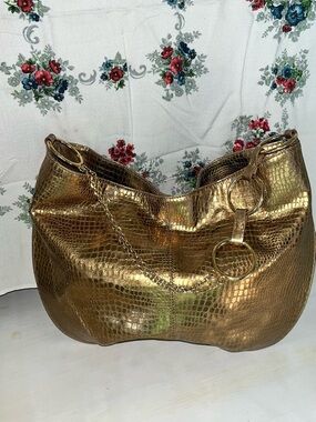 Gold Lovcat Paris Textured Women’s Shoulder Bag with Magnetic Closure